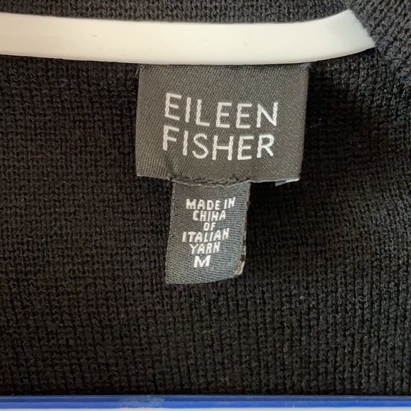 Eileen Fisher Black Open Front Wool Cardigan- Size M - Picture 2 of 8